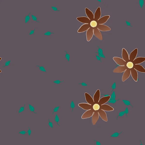 Flores Com Folhas Sem Costura Fundo Ilustração Vetorial — Vetor de Stock