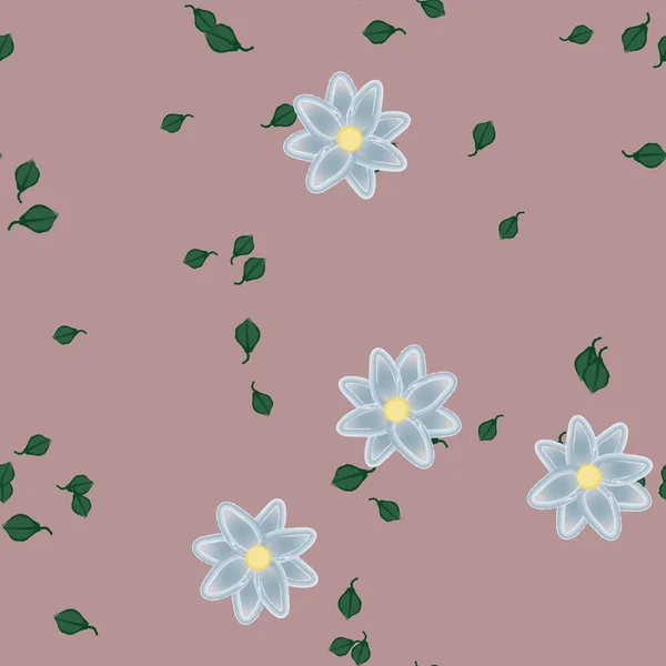 Flores Con Hojas Fondo Sin Costuras Ilustración Vectorial — Archivo Imágenes Vectoriales