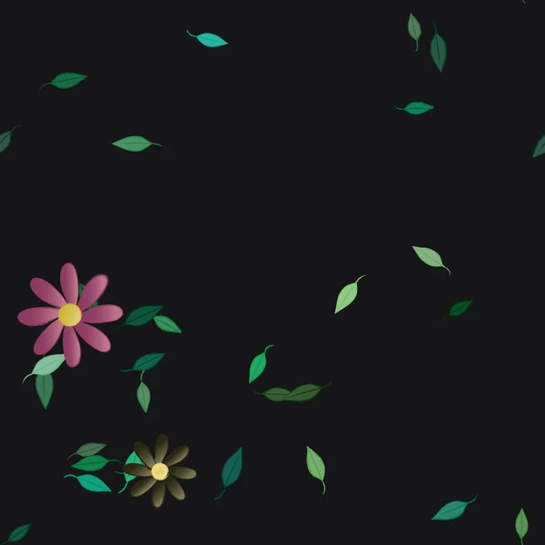 Flores Con Hojas Fondo Sin Costuras Ilustración Vectorial — Vector de stock