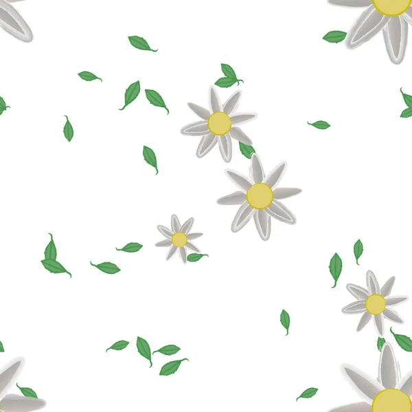 Flores Con Hojas Fondo Sin Costuras Ilustración Vectorial — Archivo Imágenes Vectoriales