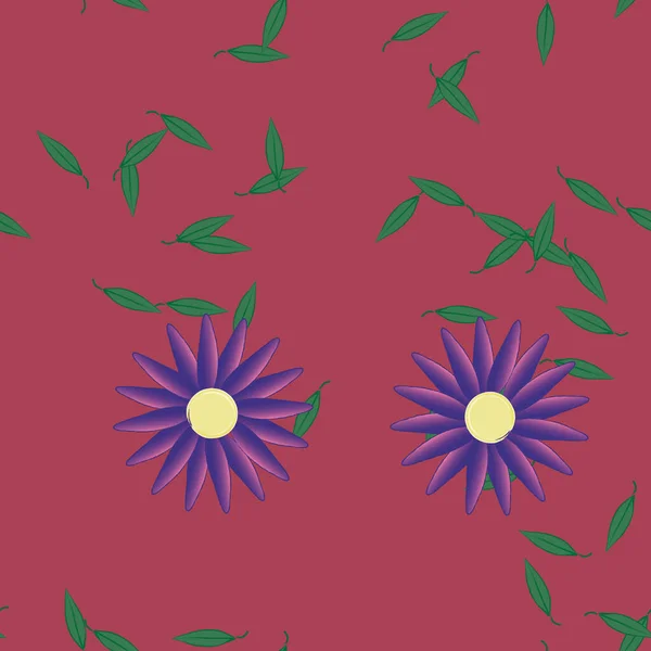 Fleurs Avec Feuilles Fond Sans Couture Illustration Vectorielle — Image vectorielle