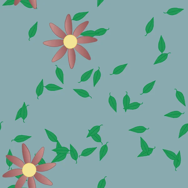 Fleurs Avec Feuilles Fond Sans Couture Illustration Vectorielle — Image vectorielle