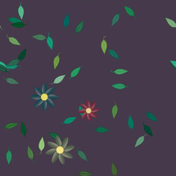 Illustration Vectorielle Pétales Fleurs Été Avec Des Feuilles Fond Sans — Image vectorielle