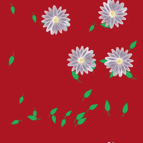 Bloemen Met Bladeren Naadloze Achtergrond Vector Illustratie — Stockvector