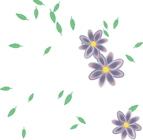 Flores Com Folhas Sem Costura Fundo Ilustração Vetorial —  Vetores de Stock