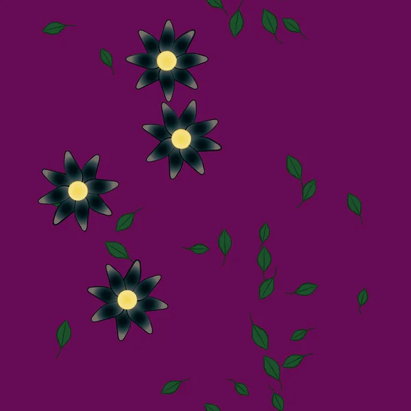 Flores Con Hojas Fondo Sin Costuras Ilustración Vectorial — Vector de stock