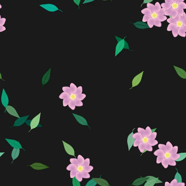 Flores Con Hojas Fondo Sin Costuras Ilustración Vectorial — Vector de stock