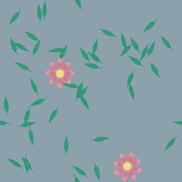 Flores Con Hojas Fondo Sin Costuras Ilustración Vectorial — Vector de stock