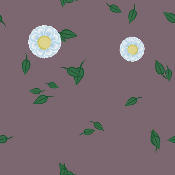 Flores Con Hojas Fondo Sin Costuras Ilustración Vectorial — Vector de stock