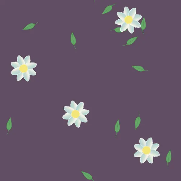 Flores Com Folhas Sem Costura Fundo Ilustração Vetorial — Vetor de Stock