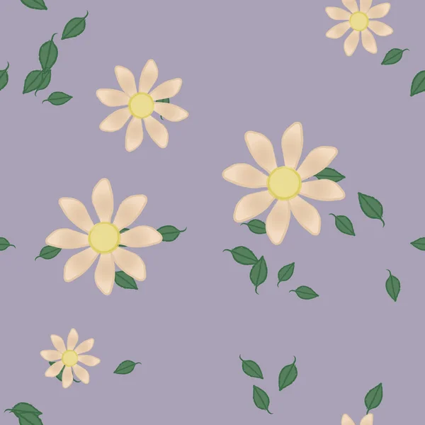 Fleurs Avec Feuilles Fond Sans Couture Illustration Vectorielle — Image vectorielle