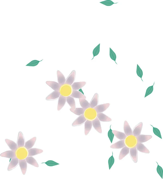 Blumen Mit Blättern Nahtloser Hintergrund Vektorillustration — Stockvektor