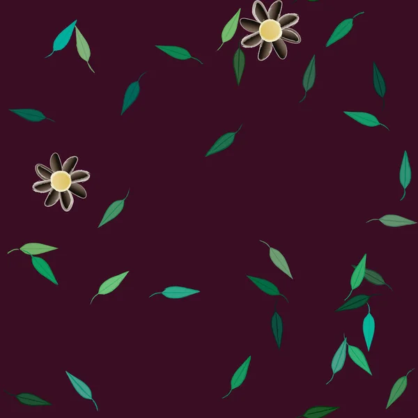 Flores Con Hojas Fondo Sin Costuras Ilustración Vectorial — Vector de stock