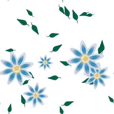 Yapraksız arkaplanı olan çiçek yaprakları, vektör illüstrasyonu