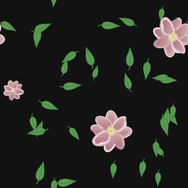 Yapraklı çiçek yapraklarının vektör çizimi, botanik arka plan