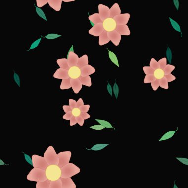 Yapraksız arkaplanı olan çiçek yaprakları, vektör illüstrasyonu