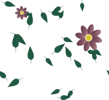 Yapraksız arkaplanı olan çiçek yaprakları, vektör illüstrasyonu