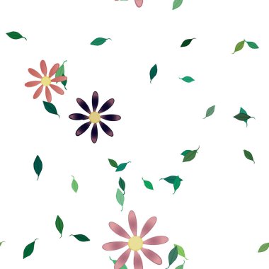 Yapraklı çiçek yapraklarının vektör çizimi, botanik arka plan