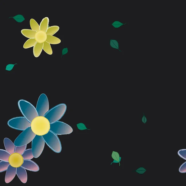 Flores Con Hojas Fondo Sin Costuras Ilustración Vectorial — Vector de stock