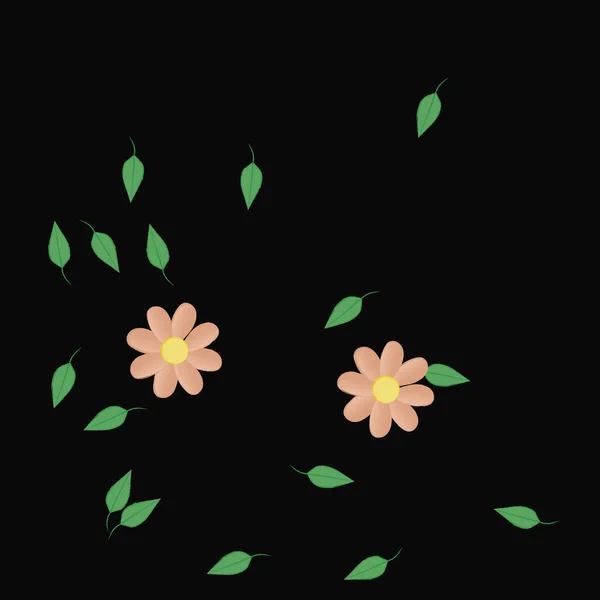 Fleurs Avec Feuilles Fond Sans Couture Illustration Vectorielle — Image vectorielle