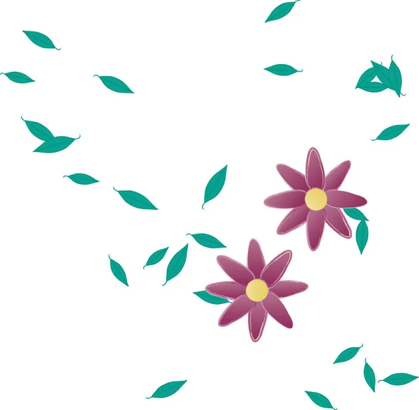 Blumen Mit Blättern Nahtloser Hintergrund Vektorillustration — Stockvektor