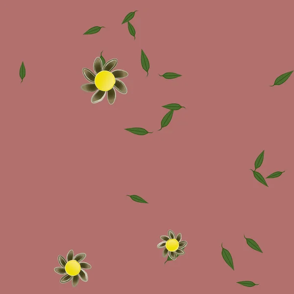 Flores Con Hojas Fondo Sin Costuras Ilustración Vectorial — Vector de stock