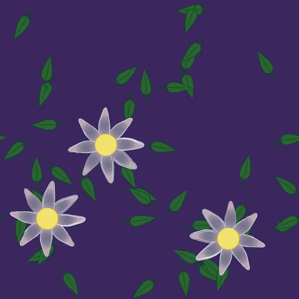 Blumen Mit Blättern Nahtloser Hintergrund Vektorillustration — Stockvektor