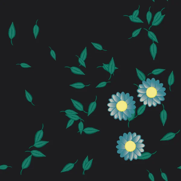 Flores Con Hojas Fondo Sin Costuras Ilustración Vectorial — Archivo Imágenes Vectoriales