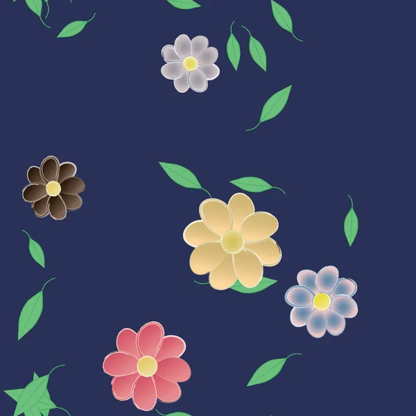 Flori Frunze Fundal Fără Sudură Ilustrație Vectorială — Vector de stoc