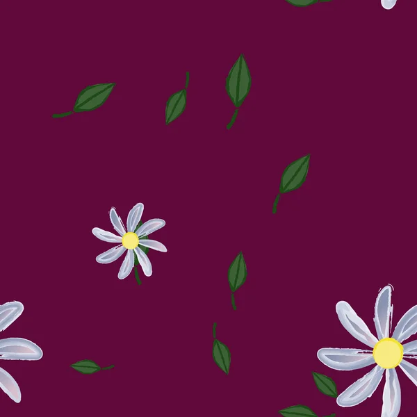 Flores Con Hojas Fondo Sin Costuras Ilustración Vectorial — Archivo Imágenes Vectoriales