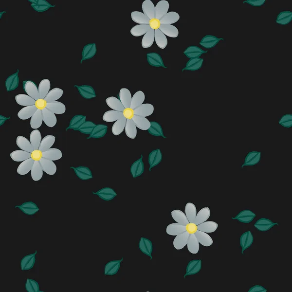 Vektorillustration Von Blütenblättern Mit Blättern Blumigem Hintergrund — Stockvektor