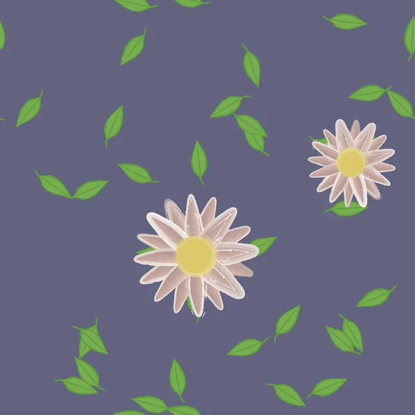 Blumen Mit Blättern Nahtloser Hintergrund Vektorillustration — Stockvektor