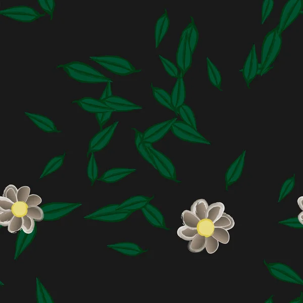 Illustration Vectorielle Pétales Fleurs Été Avec Des Feuilles Fond Sans — Image vectorielle