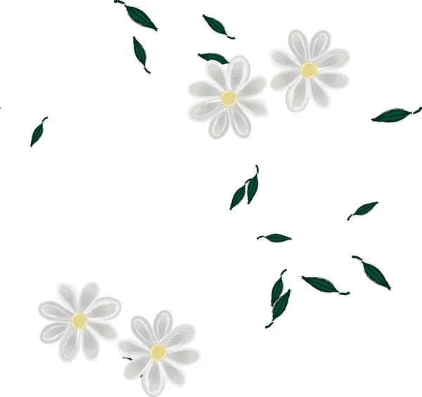 Flowers Leaves Seamless Background Vector Illustration — Stock Vector