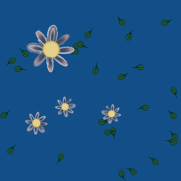 Blumen Mit Blättern Nahtloser Hintergrund Vektorillustration — Stockvektor