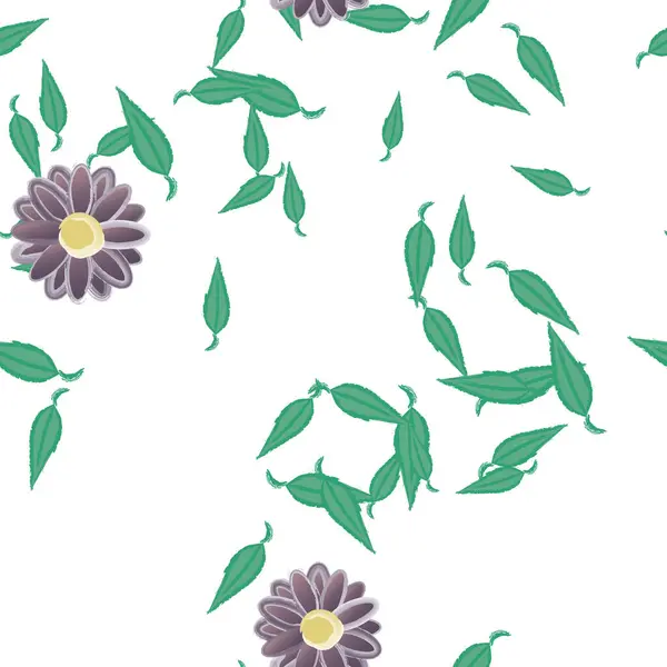 Vektor Illustration Sommar Blommor Kronblad Med Blad Botanisk Bakgrund — Stock vektor