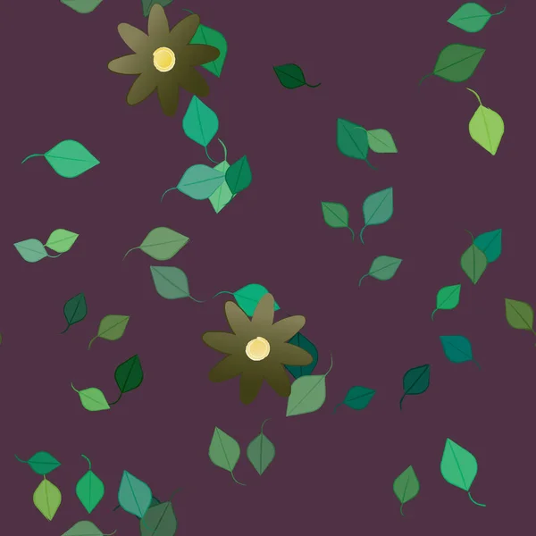 Bloemen Bloemblaadjes Met Bladeren Naadloze Achtergrond Vector Illustratie — Stockvector