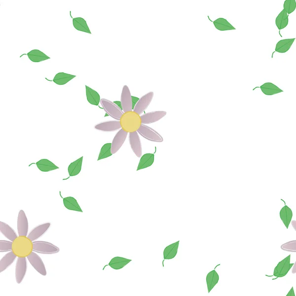 Ilustração Vetorial Flores Verão Pétalas Com Folhas Fundo Botânico — Vetor de Stock