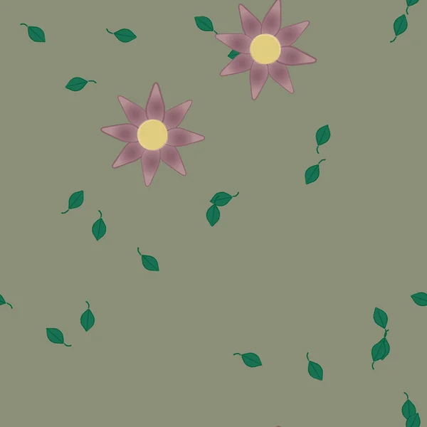 Fleurs Avec Feuilles Fond Sans Couture Illustration Vectorielle — Image vectorielle