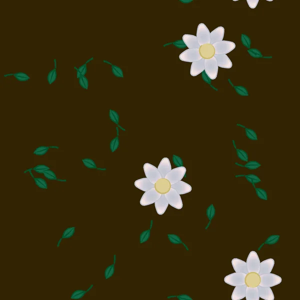 Yapraklı Pürüzsüz Arkaplanı Olan Yaz Çiçeklerinin Vektör Çizimi — Stok Vektör