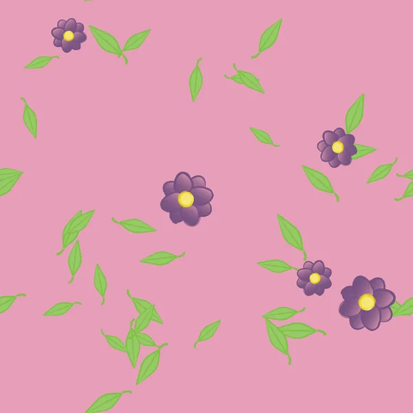 Flores Com Folhas Sem Costura Fundo Ilustração Vetorial — Vetor de Stock