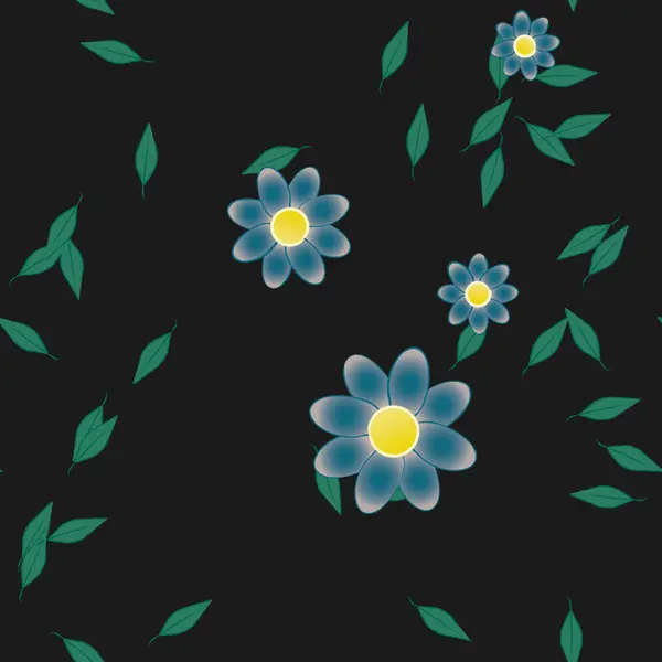 Blumen Mit Blättern Nahtloser Hintergrund Vektorillustration — Stockvektor