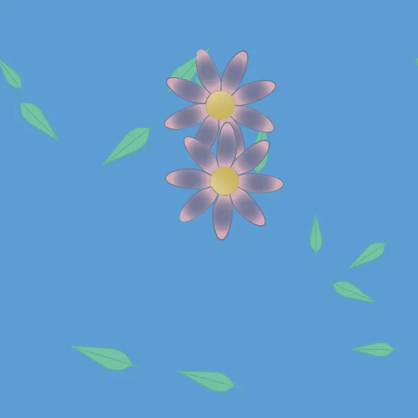 Blumen Mit Blättern Nahtloser Hintergrund Vektorillustration — Stockvektor