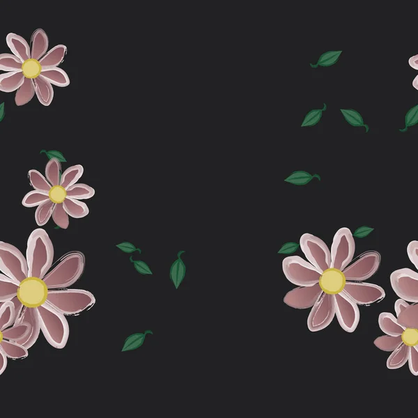 Květiny Okvětní Lístky Listy Bezešvé Pozadí Vektorové Ilustrace — Stockový vektor