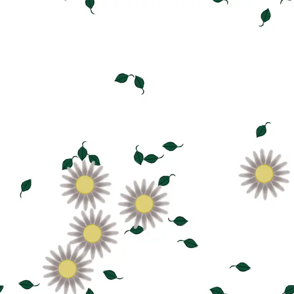 Flores Con Hojas Fondo Sin Costuras Ilustración Vectorial — Archivo Imágenes Vectoriales