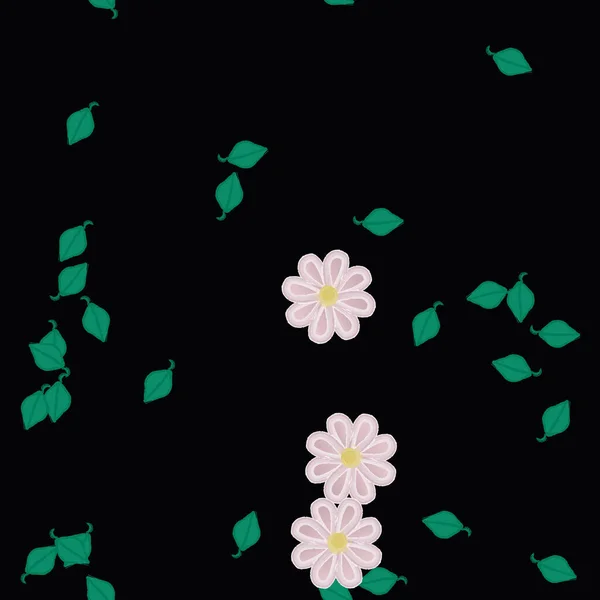 Flores Con Hojas Fondo Sin Costuras Ilustración Vectorial — Vector de stock