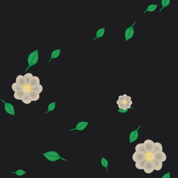 Vector Ilustración Flores Verano Pétalos Con Hojas Fondo Botánico — Vector de stock