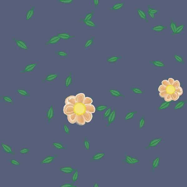 Flores Con Hojas Fondo Sin Costuras Ilustración Vectorial — Archivo Imágenes Vectoriales