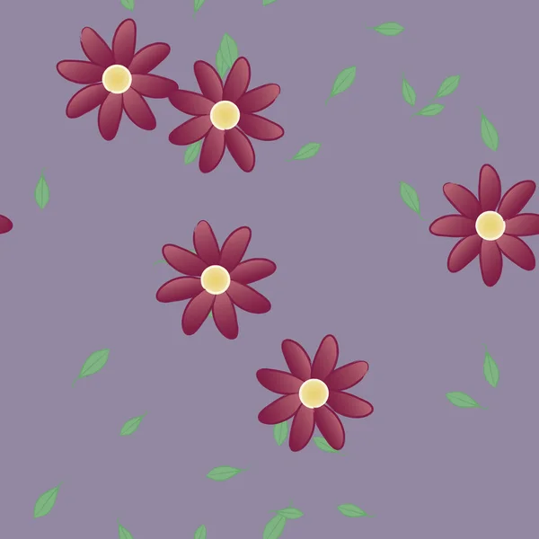 Fleurs Avec Feuilles Fond Sans Couture Illustration Vectorielle — Image vectorielle