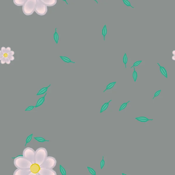 Flores Con Hojas Fondo Sin Costuras Ilustración Vectorial — Vector de stock